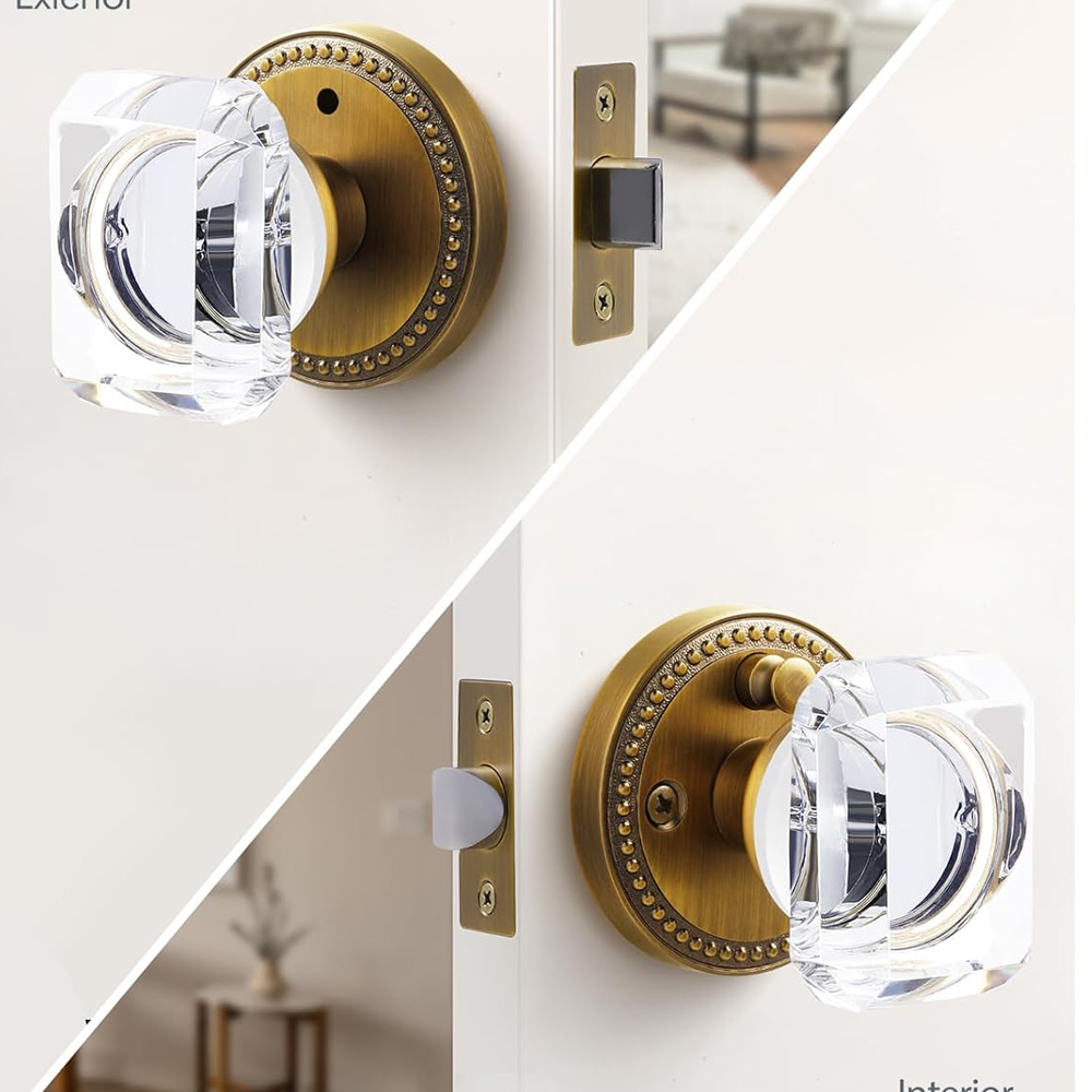 Glass Door Hinge - Brushed crystal door handle, private bedroom